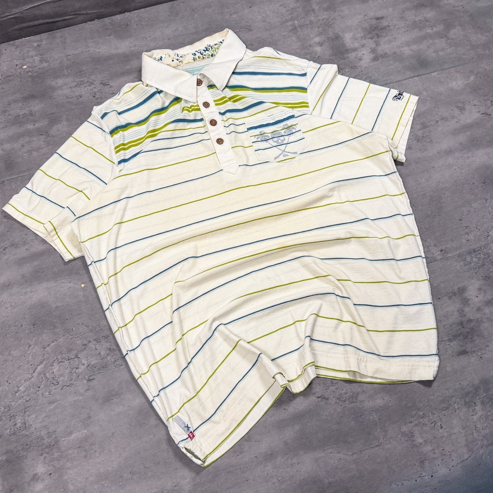 Vintage VTG Y2K 2000's 00's Quiksilver Stripped Skull Short Sleeve Polo Shirt